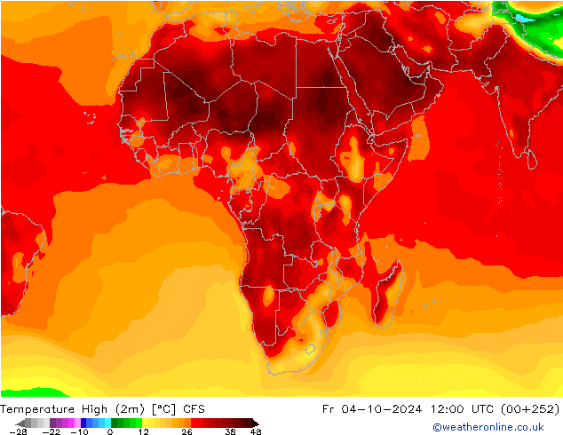 Temperature High (2m) CFS Fr 04.10.2024 12 UTC