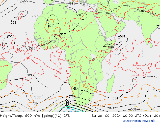 Height/Temp. 500 гПа CFS Вс 29.09.2024 00 UTC