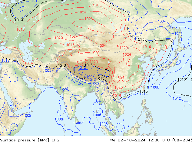 pression de l'air CFS mer 02.10.2024 12 UTC