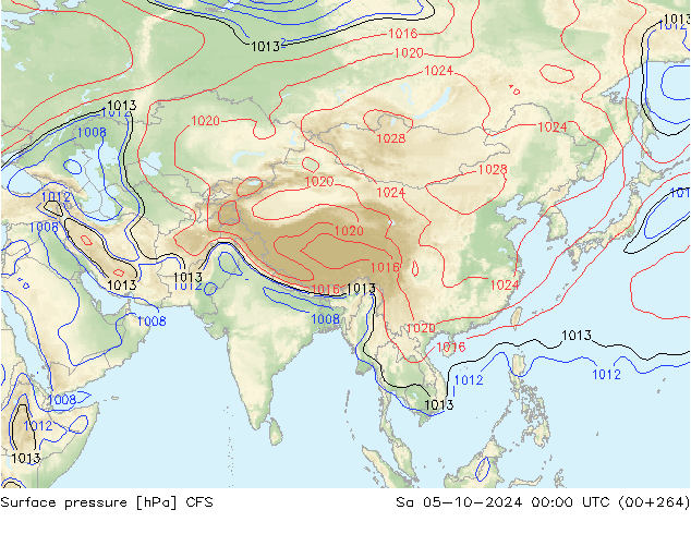 Pressione al suolo CFS sab 05.10.2024 00 UTC