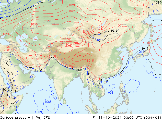 приземное давление CFS пт 11.10.2024 00 UTC