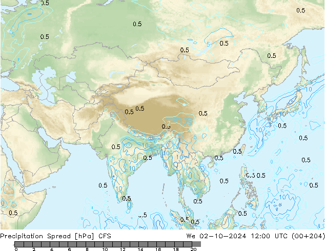 Niederschlag  Spread CFS Mi 02.10.2024 12 UTC