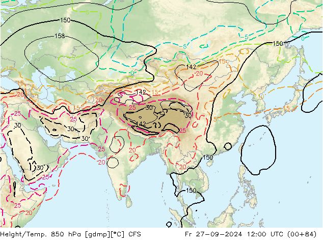 Height/Temp. 850 hPa CFS Fr 27.09.2024 12 UTC