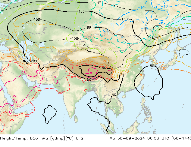 Height/Temp. 850 hPa CFS Mo 30.09.2024 00 UTC