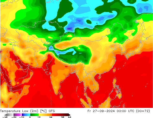 Temperature Low (2m) CFS Fr 27.09.2024 00 UTC