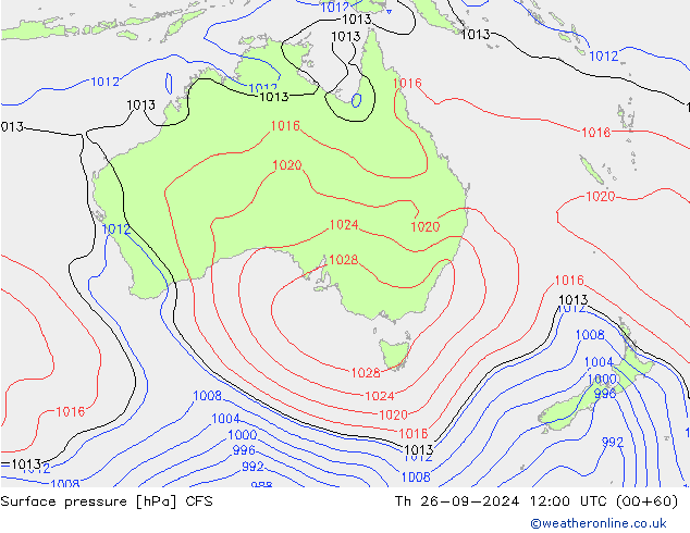 Surface pressure CFS Th 26.09.2024 12 UTC