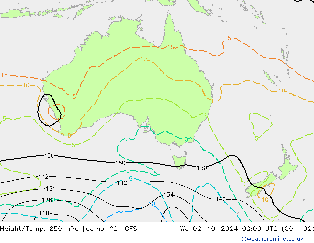 Height/Temp. 850 hPa CFS We 02.10.2024 00 UTC