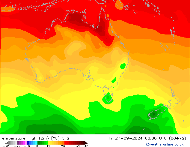 Temperature High (2m) CFS Fr 27.09.2024 00 UTC