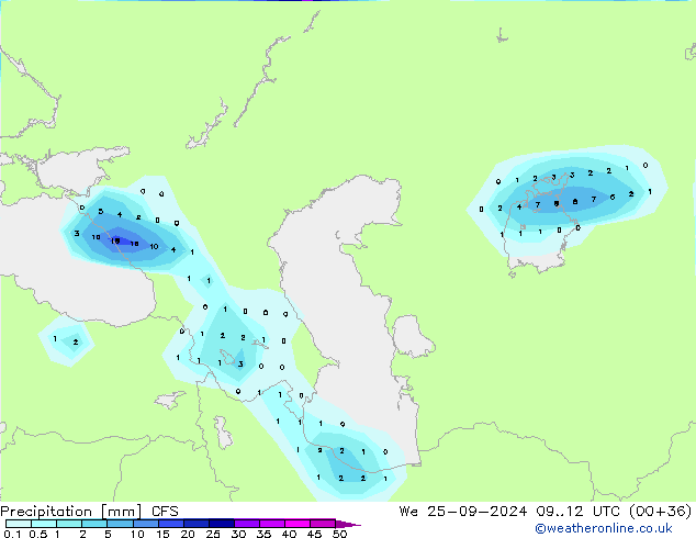 Precipitazione CFS mer 25.09.2024 12 UTC