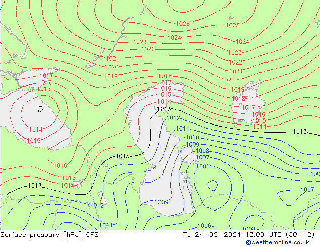 Luchtdruk (Grond) CFS di 24.09.2024 12 UTC