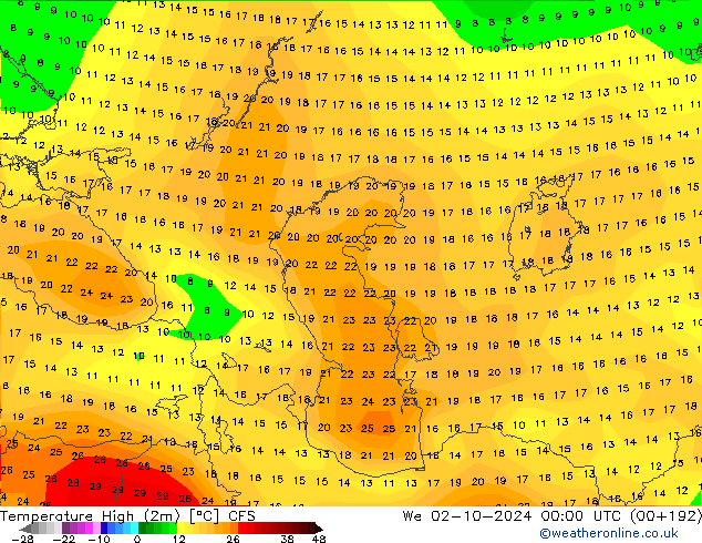 Temperature High (2m) CFS We 02.10.2024 00 UTC