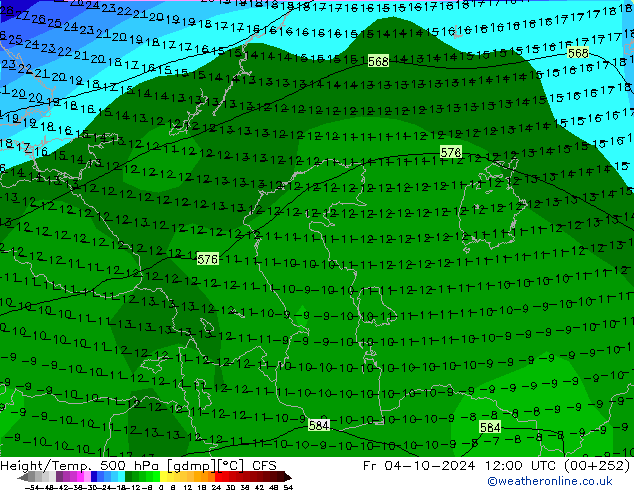 Height/Temp. 500 hPa CFS Fr 04.10.2024 12 UTC