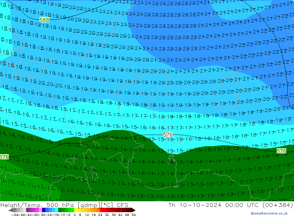 Height/Temp. 500 hPa CFS Th 10.10.2024 00 UTC