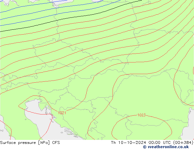 Pressione al suolo CFS gio 10.10.2024 00 UTC