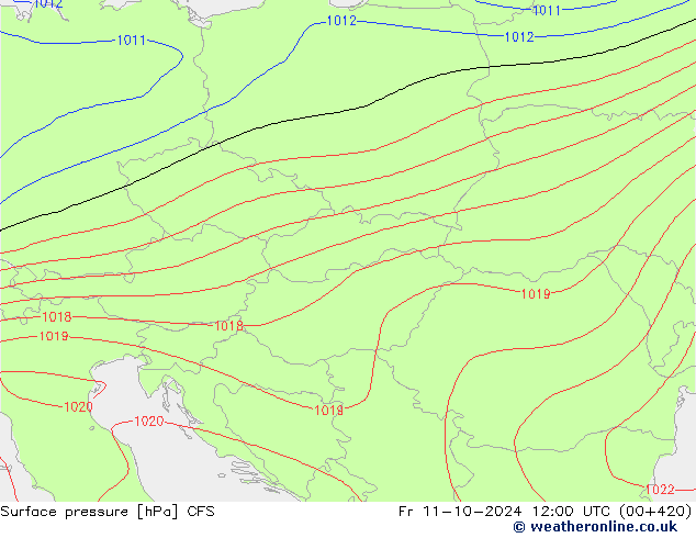 Atmosférický tlak CFS Pá 11.10.2024 12 UTC