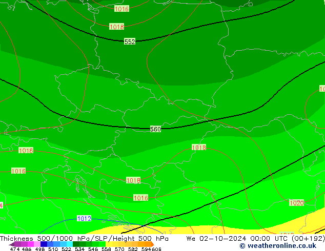 Thck 500-1000hPa CFS Qua 02.10.2024 00 UTC