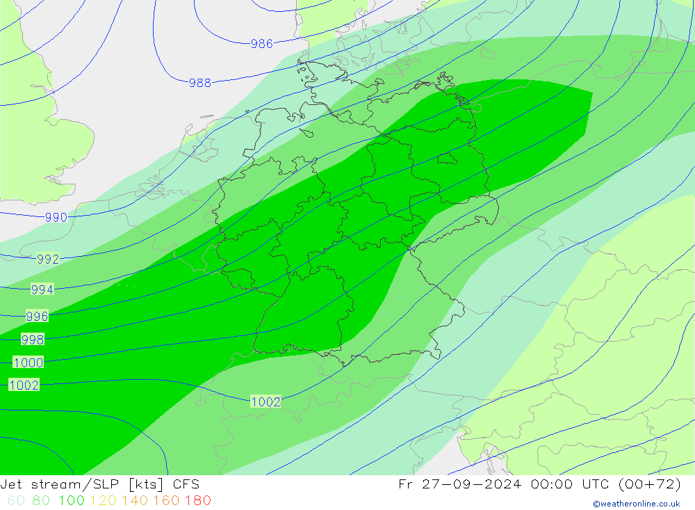 Jet stream/SLP CFS Fr 27.09.2024 00 UTC