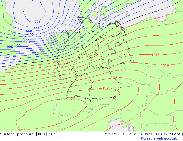 Surface pressure CFS We 09.10.2024 00 UTC