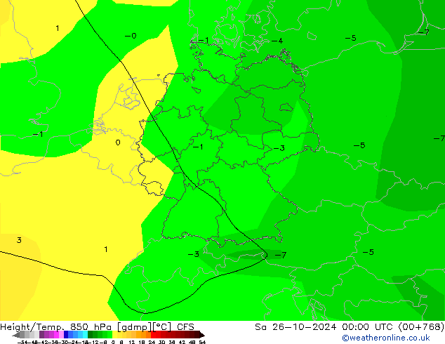 Height/Temp. 850 hPa CFS Sa 26.10.2024 00 UTC