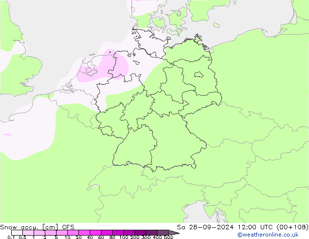 Totale sneeuw CFS za 28.09.2024 12 UTC