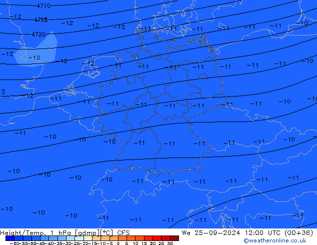 Height/Temp. 1 гПа CFS ср 25.09.2024 12 UTC