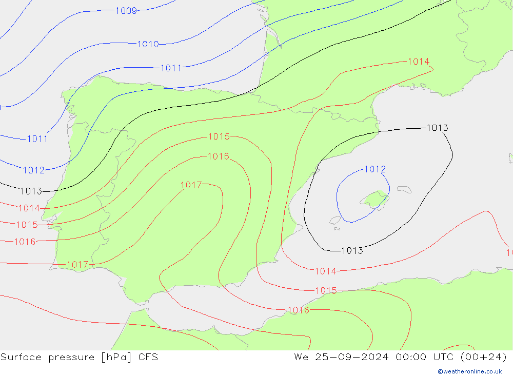 Surface pressure CFS We 25.09.2024 00 UTC