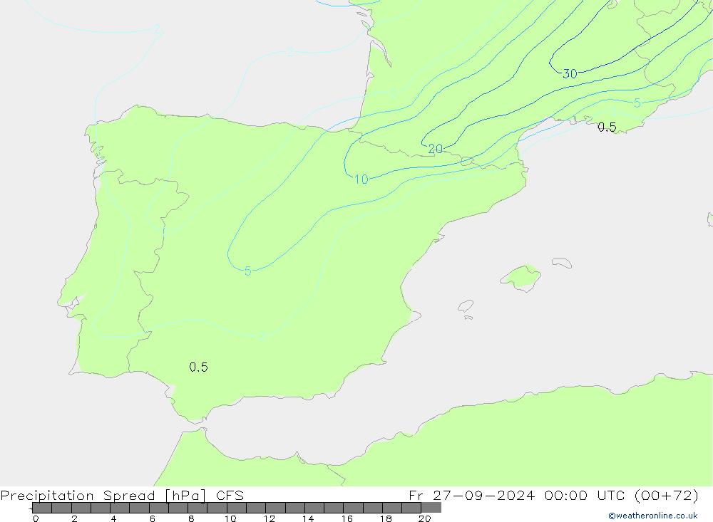 осадки Spread CFS пт 27.09.2024 00 UTC