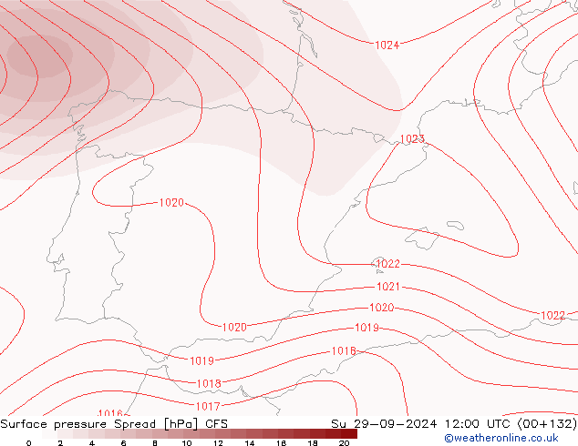 Luchtdruk op zeeniveau Spread CFS zo 29.09.2024 12 UTC