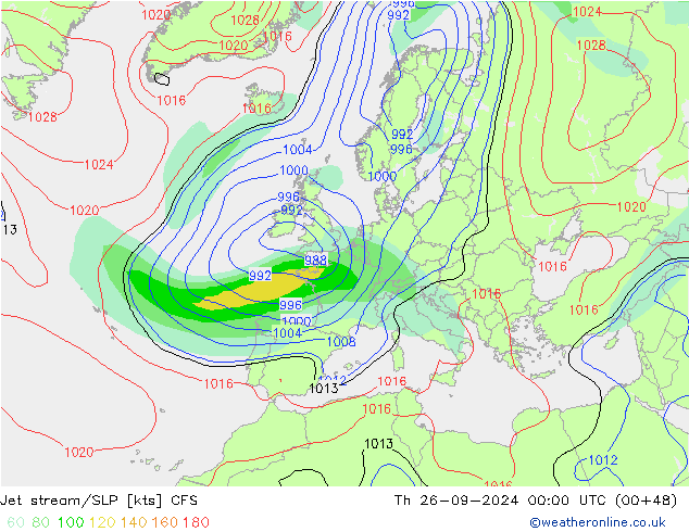 Jet stream CFS Qui 26.09.2024 00 UTC