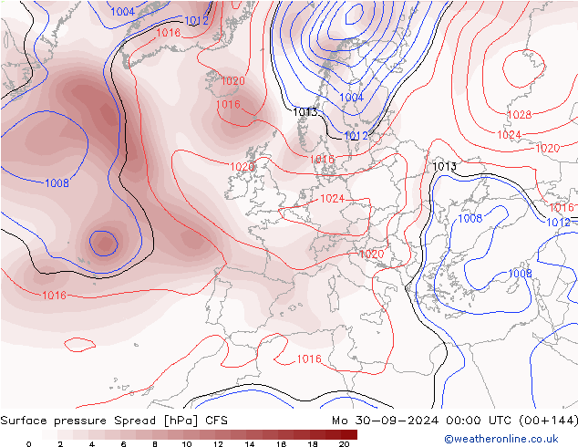 Surface pressure Spread CFS Mo 30.09.2024 00 UTC