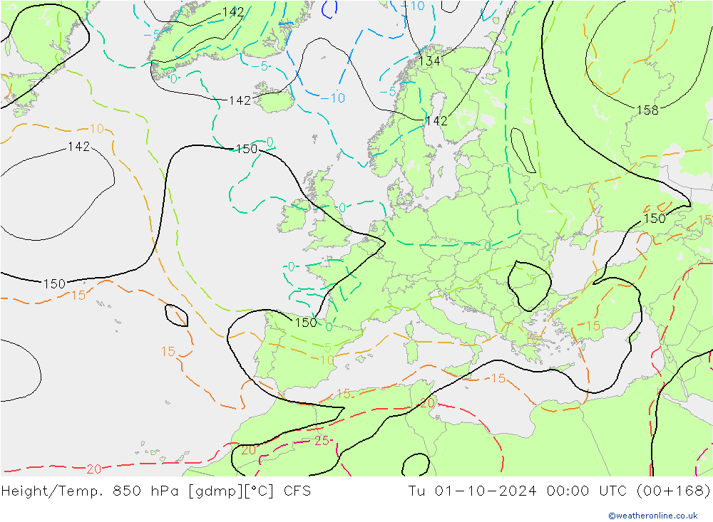 Géop./Temp. 850 hPa CFS mar 01.10.2024 00 UTC