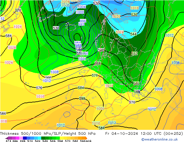 Dikte 500-1000hPa CFS vr 04.10.2024 12 UTC