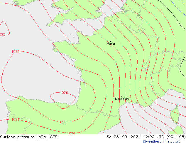 Surface pressure CFS Sa 28.09.2024 12 UTC