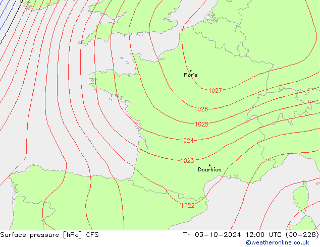 Surface pressure CFS Th 03.10.2024 12 UTC