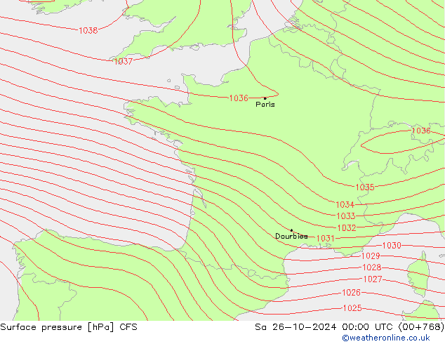 Surface pressure CFS Sa 26.10.2024 00 UTC