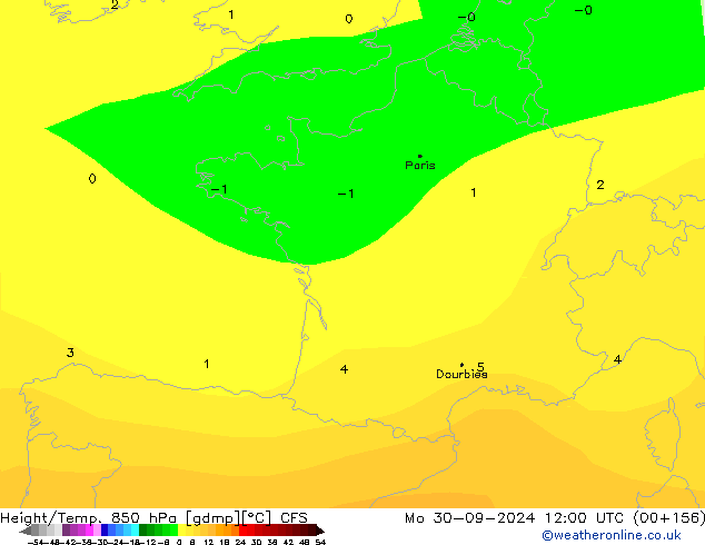 Géop./Temp. 850 hPa CFS lun 30.09.2024 12 UTC