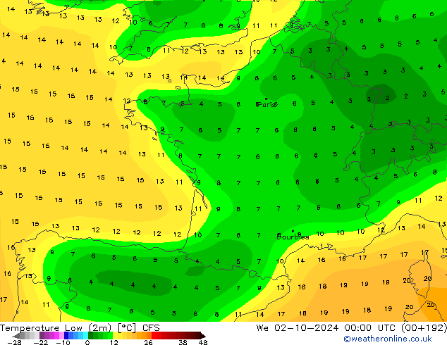 Temperature Low (2m) CFS We 02.10.2024 00 UTC