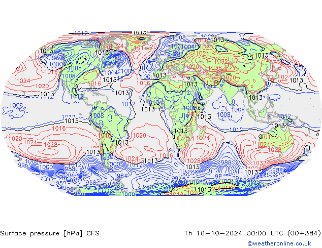 Atmosférický tlak CFS Čt 10.10.2024 00 UTC