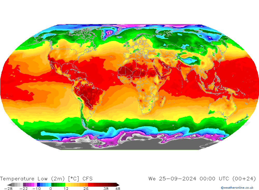 Nejnižší teplota (2m) CFS St 25.09.2024 00 UTC