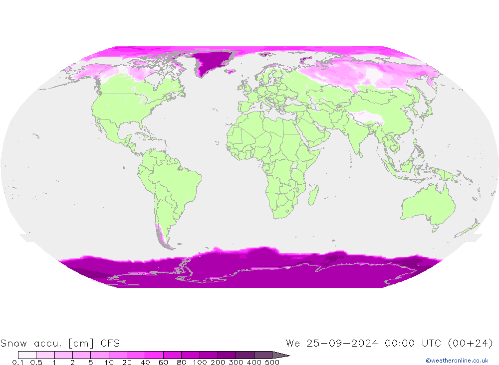 Snow accu. CFS mer 25.09.2024 00 UTC