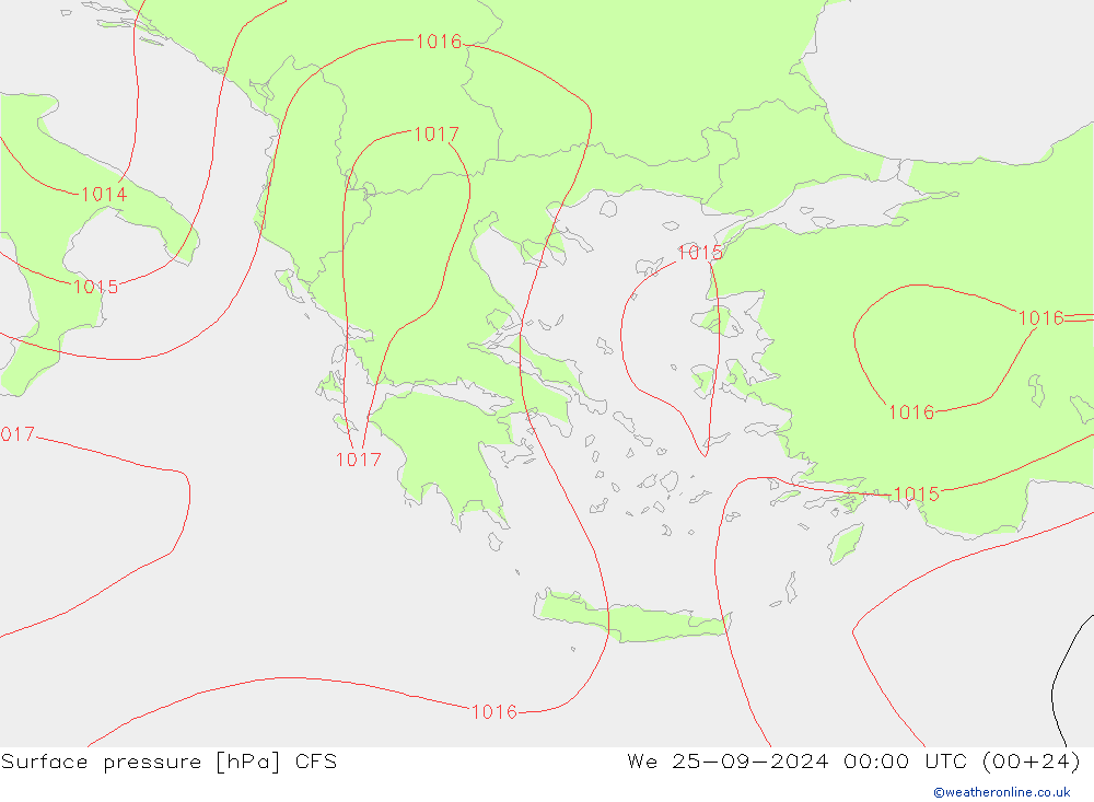 pression de l'air CFS mer 25.09.2024 00 UTC