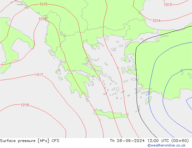 Surface pressure CFS Th 26.09.2024 12 UTC