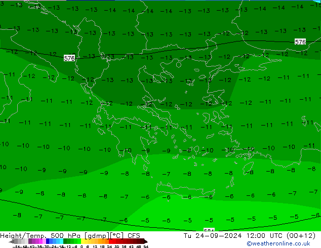 Yükseklik/Sıc. 500 hPa CFS Sa 24.09.2024 12 UTC