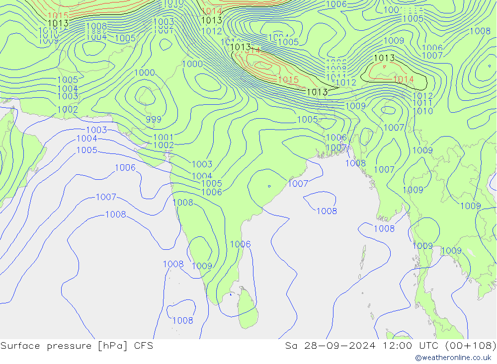 Surface pressure CFS Sa 28.09.2024 12 UTC