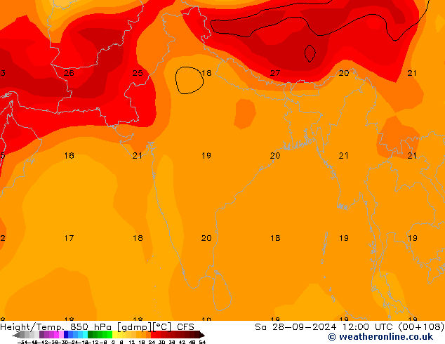 Height/Temp. 850 hPa CFS  28.09.2024 12 UTC