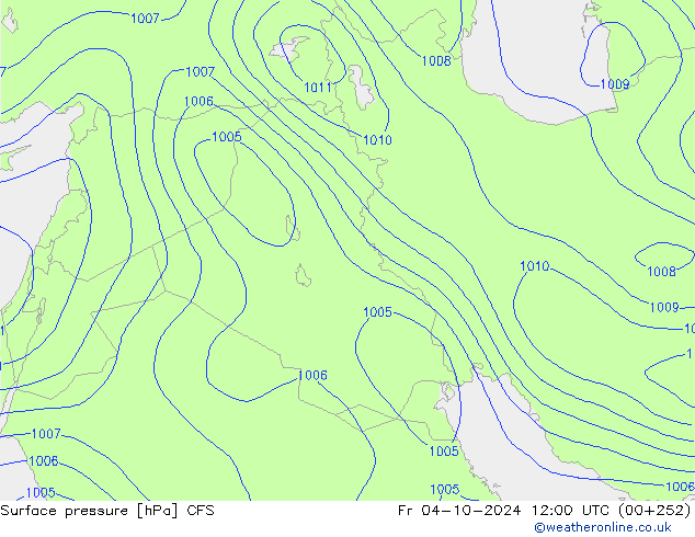 Pressione al suolo CFS ven 04.10.2024 12 UTC