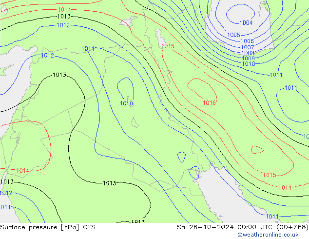 Pressione al suolo CFS sab 26.10.2024 00 UTC