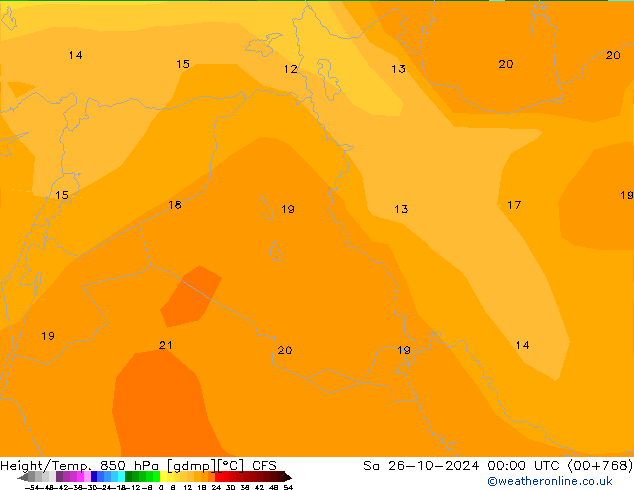 Yükseklik/Sıc. 850 hPa CFS Cts 26.10.2024 00 UTC