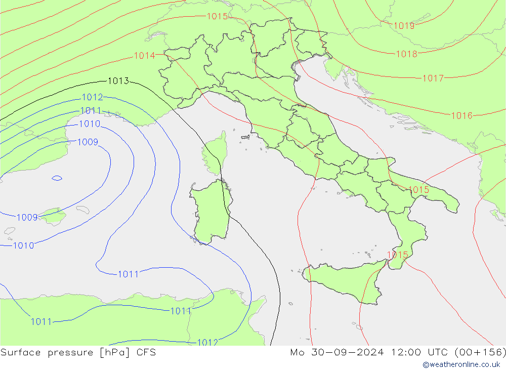 приземное давление CFS пн 30.09.2024 12 UTC