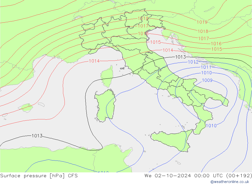 Surface pressure CFS We 02.10.2024 00 UTC